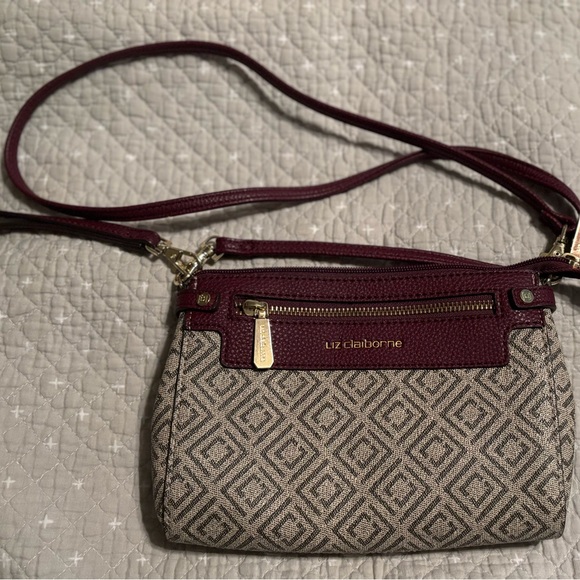 Liz Claiborne Handbags - Liz Claiborne Maroon and Beige Crossbody Bag